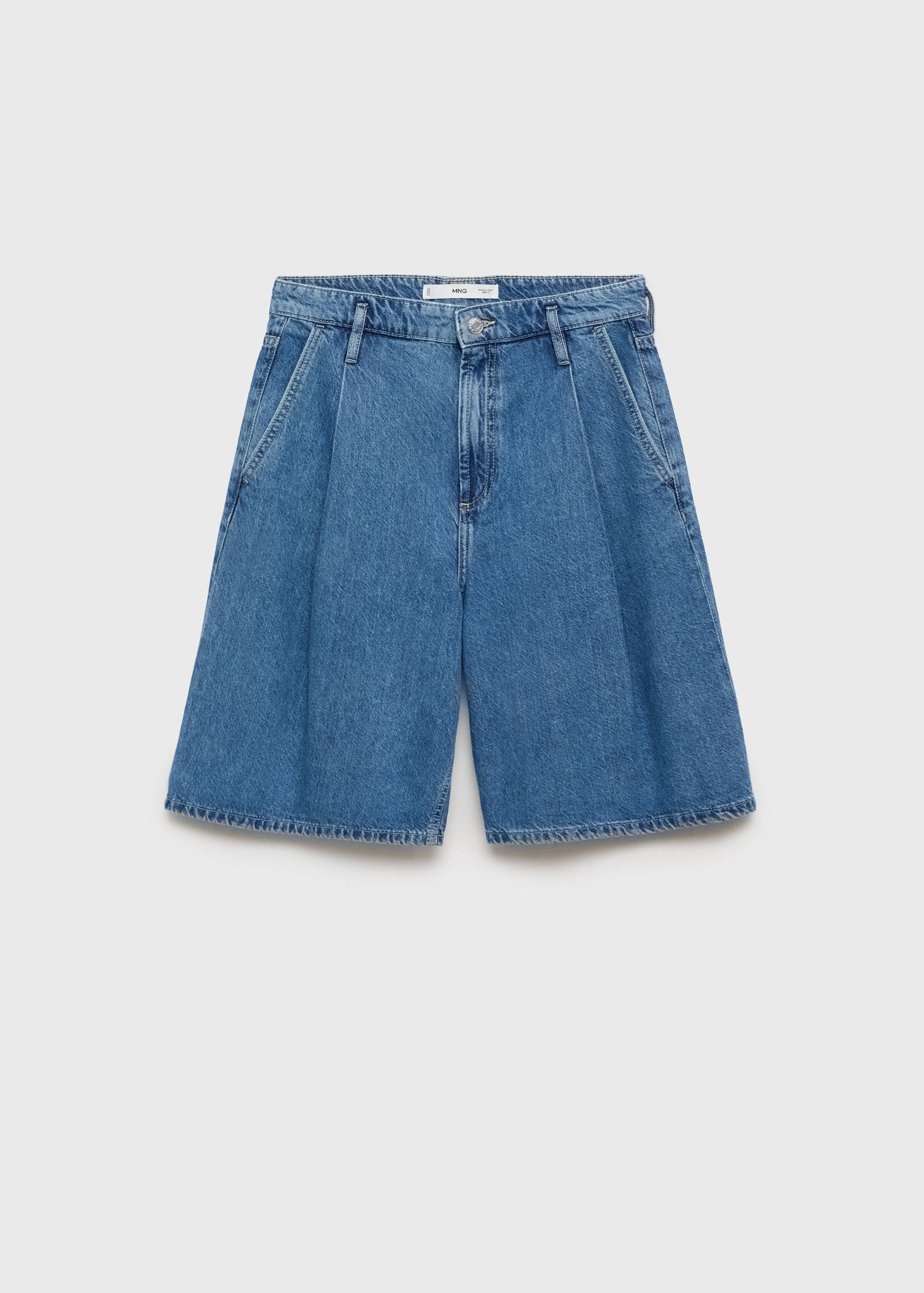 Pleated denim bermuda jorts - Article without model