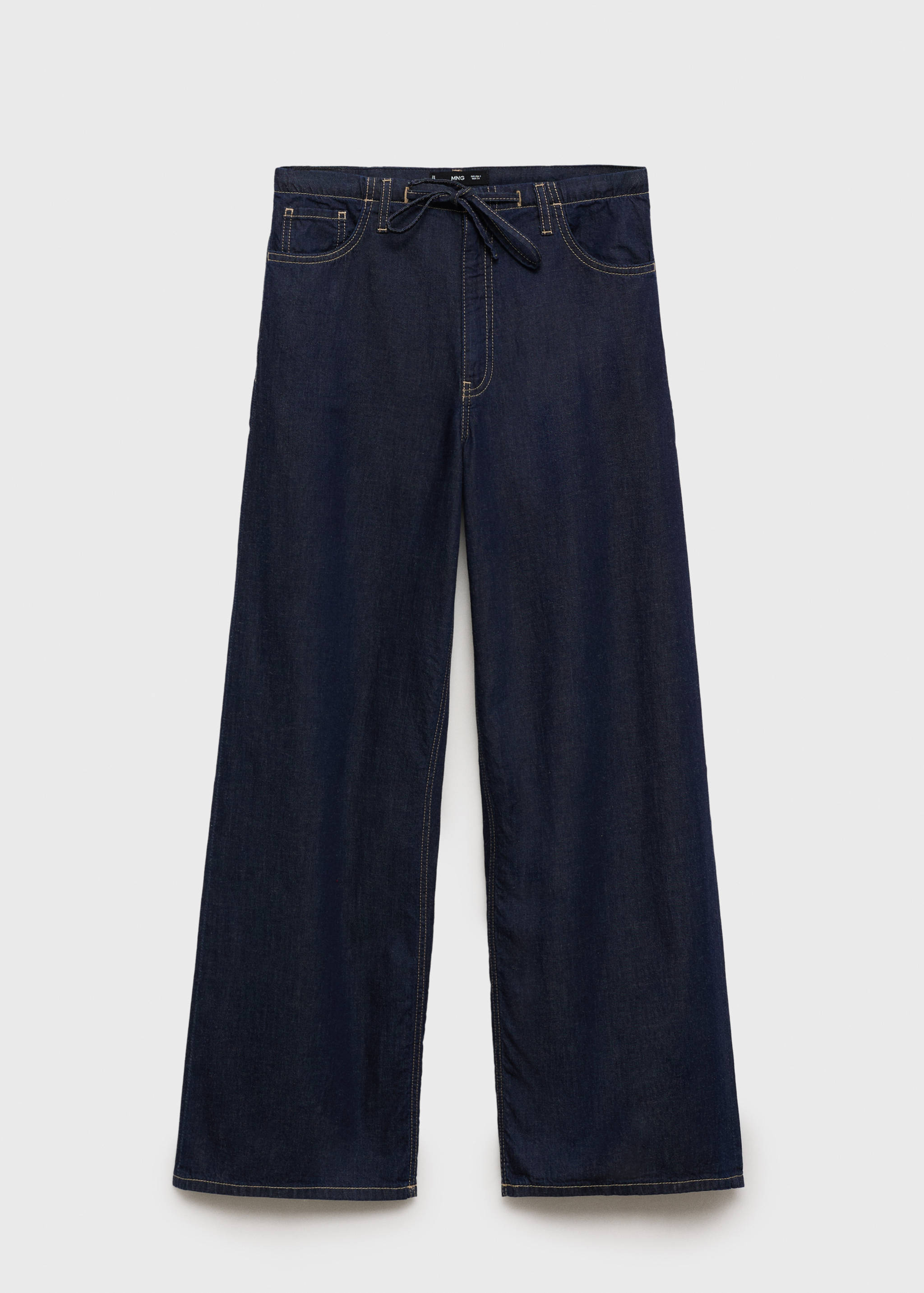 Wide leg denim trousers with belt - Article without model
