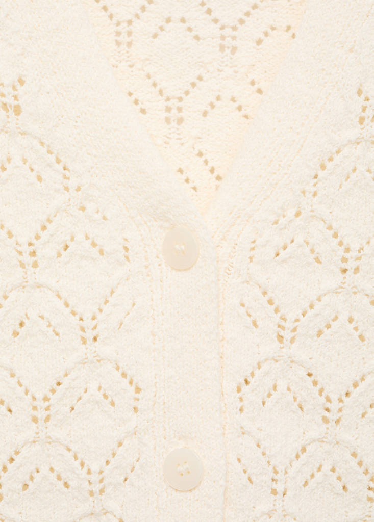 Openwork detail knit cardigan — Ecru