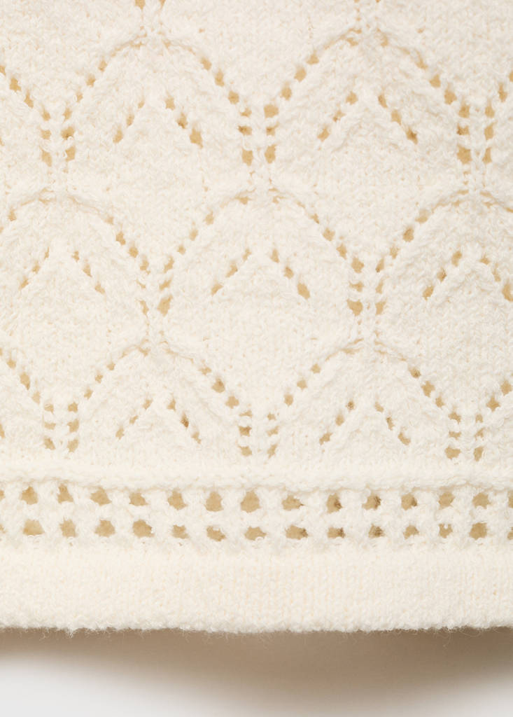 Openwork detail knit cardigan — Ecru