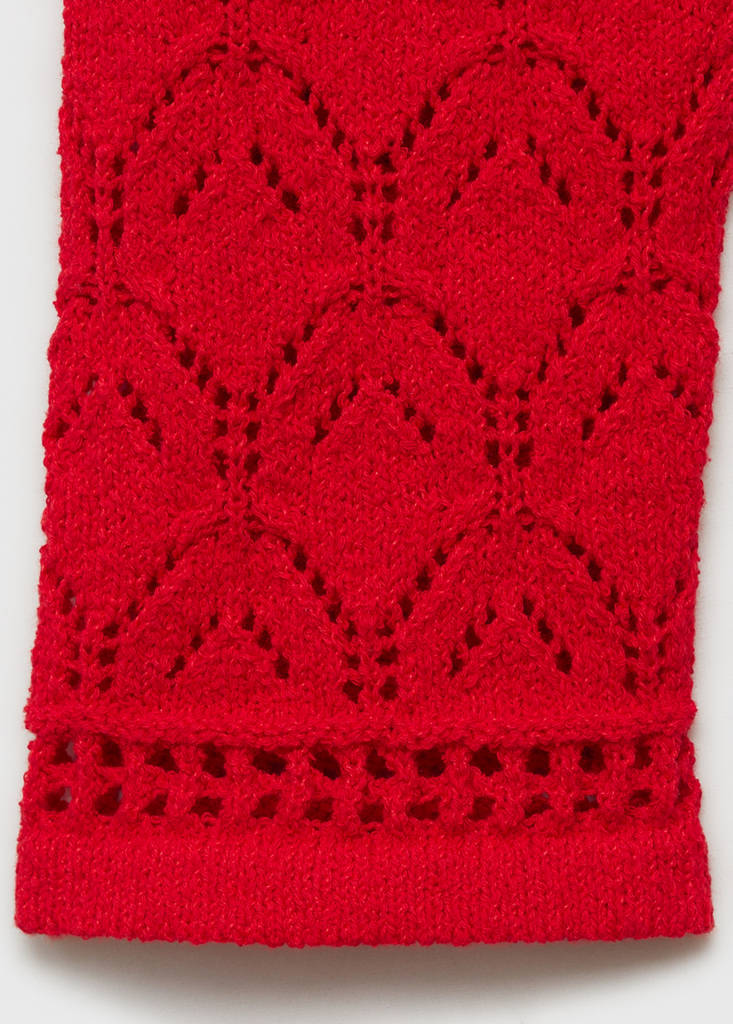 Openwork detail knit cardigan — Red