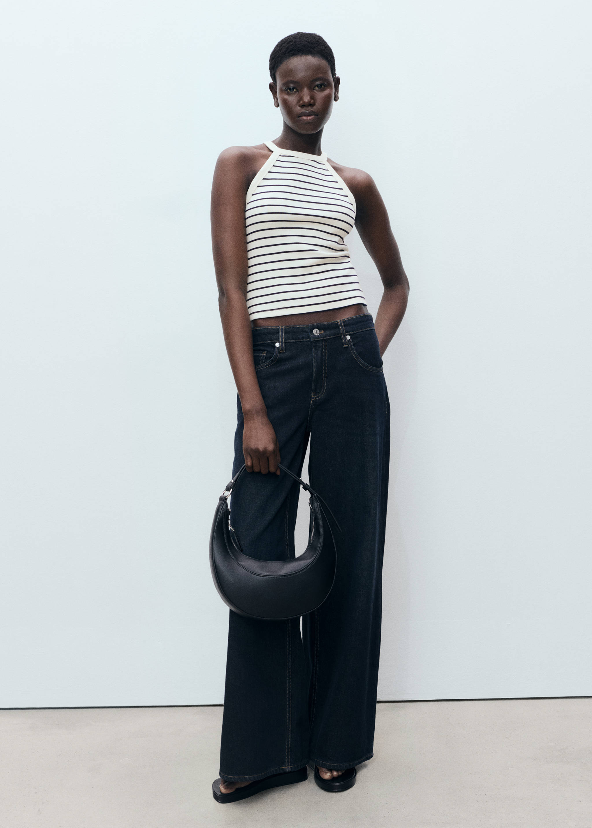 Striped halter-neck top - General plane