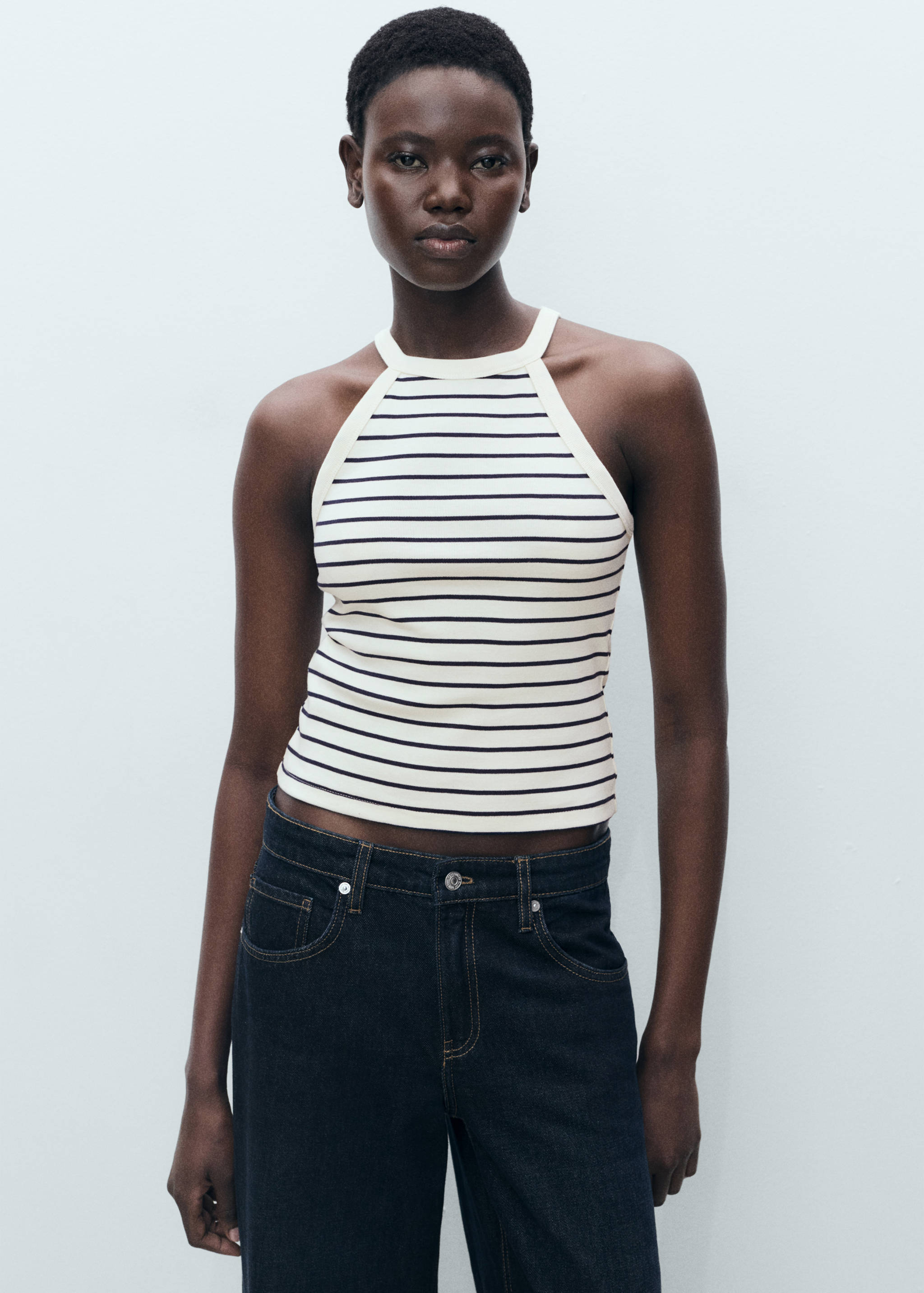 Striped halter-neck top - Medium plane