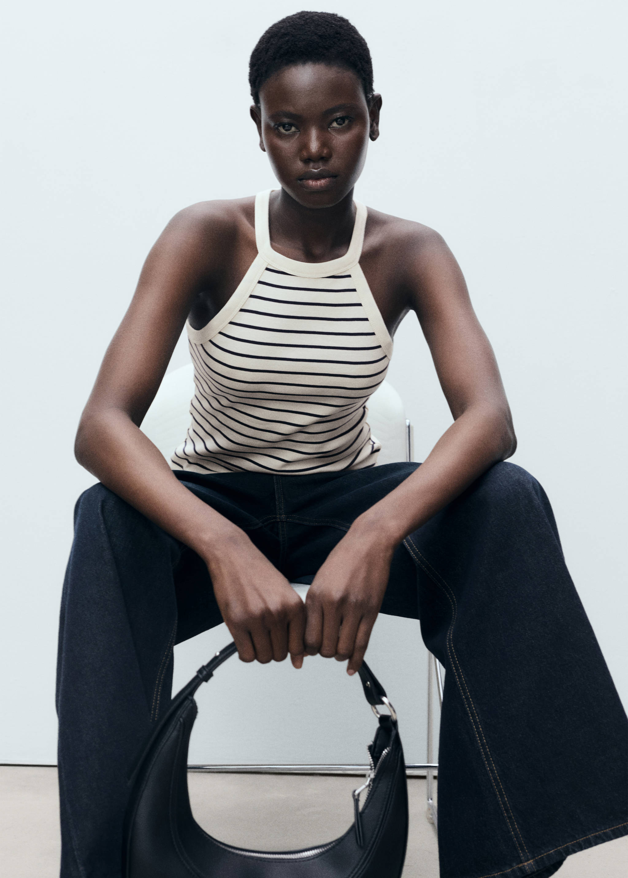 Striped halter-neck top - Details of the article 2