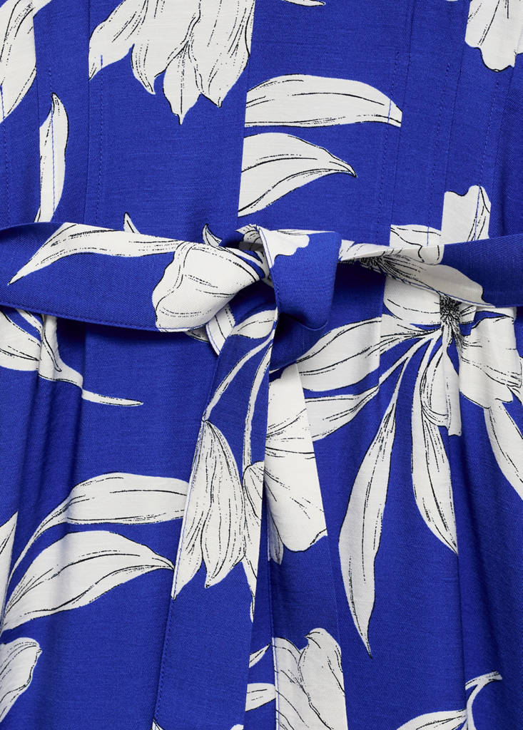 Printed long jumpsuit with belt — Blue