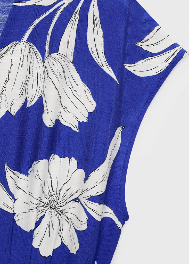 Printed long jumpsuit with belt — Blue