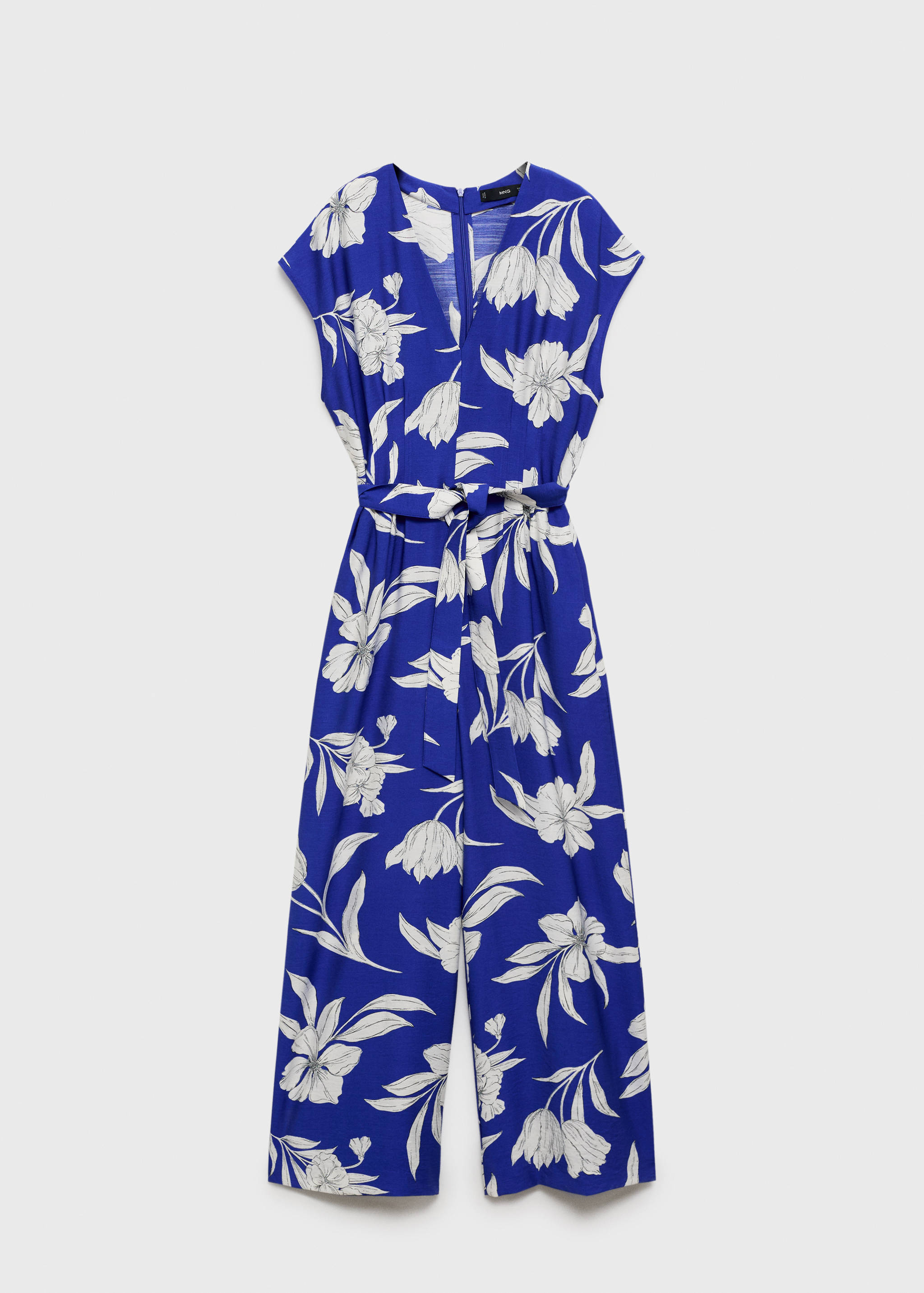 Printed long jumpsuit with belt - Article without model