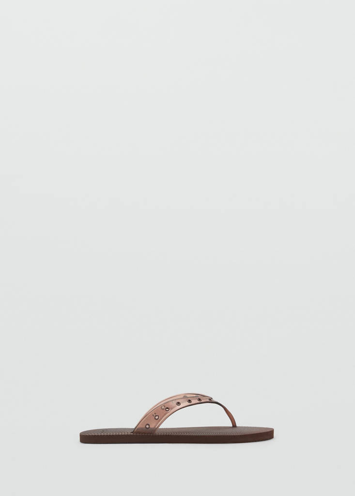 Vinyl strappy sandals with eyelets — Chocolate