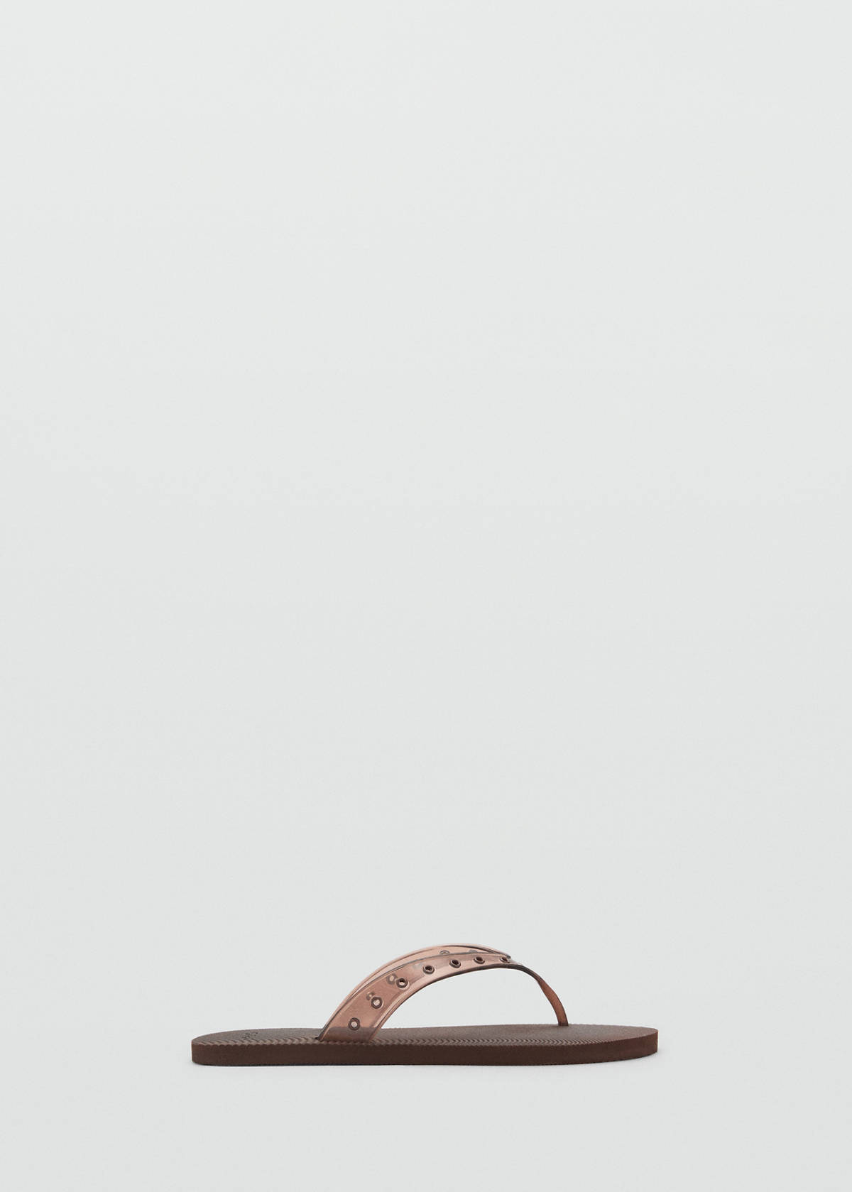 Vinyl strappy sandals with eyelets — Chocolate