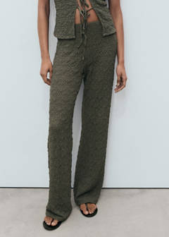 Straight textured trousers — Khaki 1