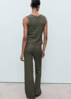 Straight textured trousers — Khaki 3