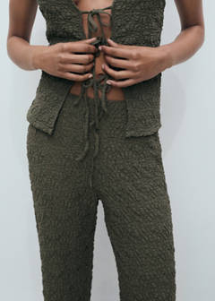 Straight textured trousers — Khaki 6