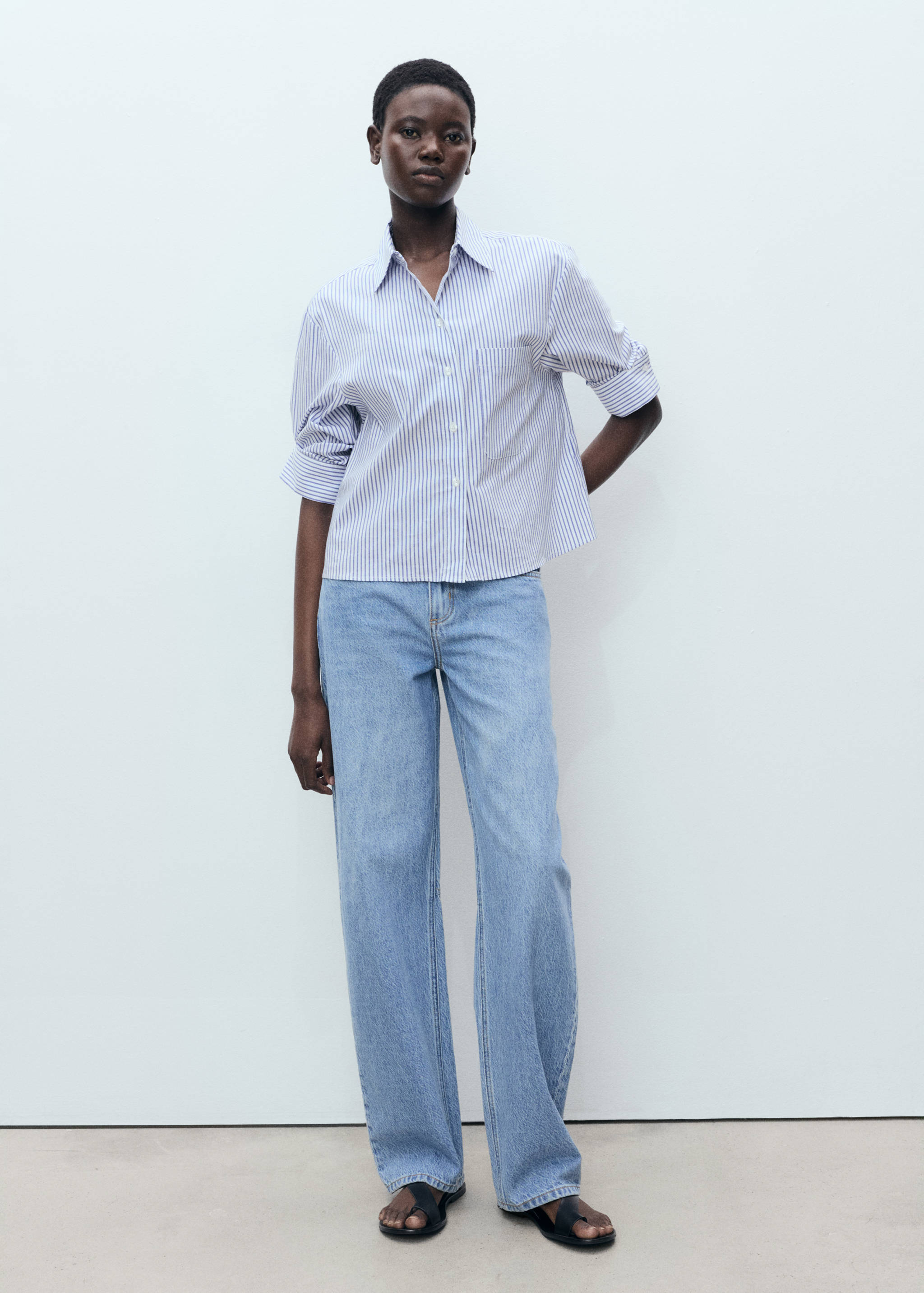 Camisa rayas manga multiposición - Plano general