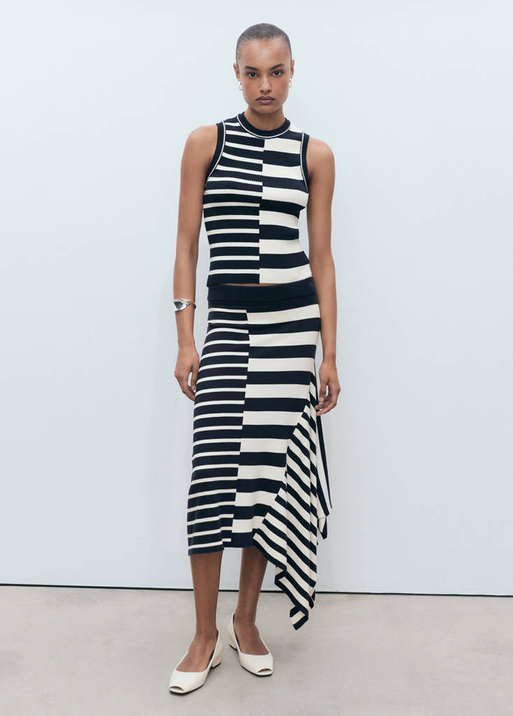 Asymmetrical striped knit skirt thumbnail 2