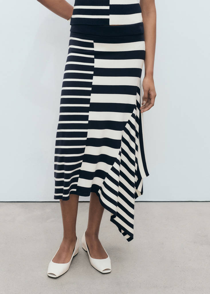 Asymmetrical striped knit skirt - angle 1