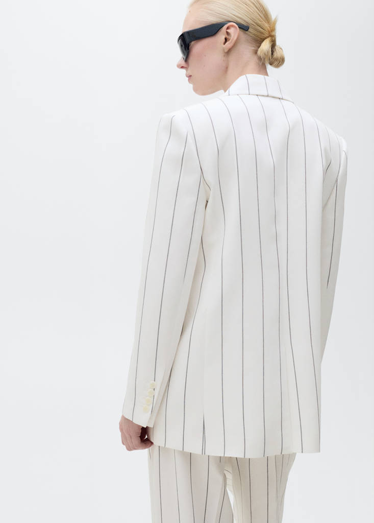 Pinstripe suit jacket — White