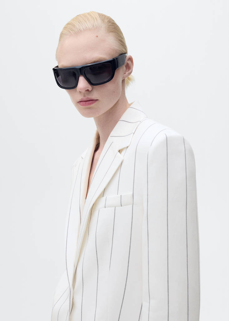 Pinstripe suit jacket — White