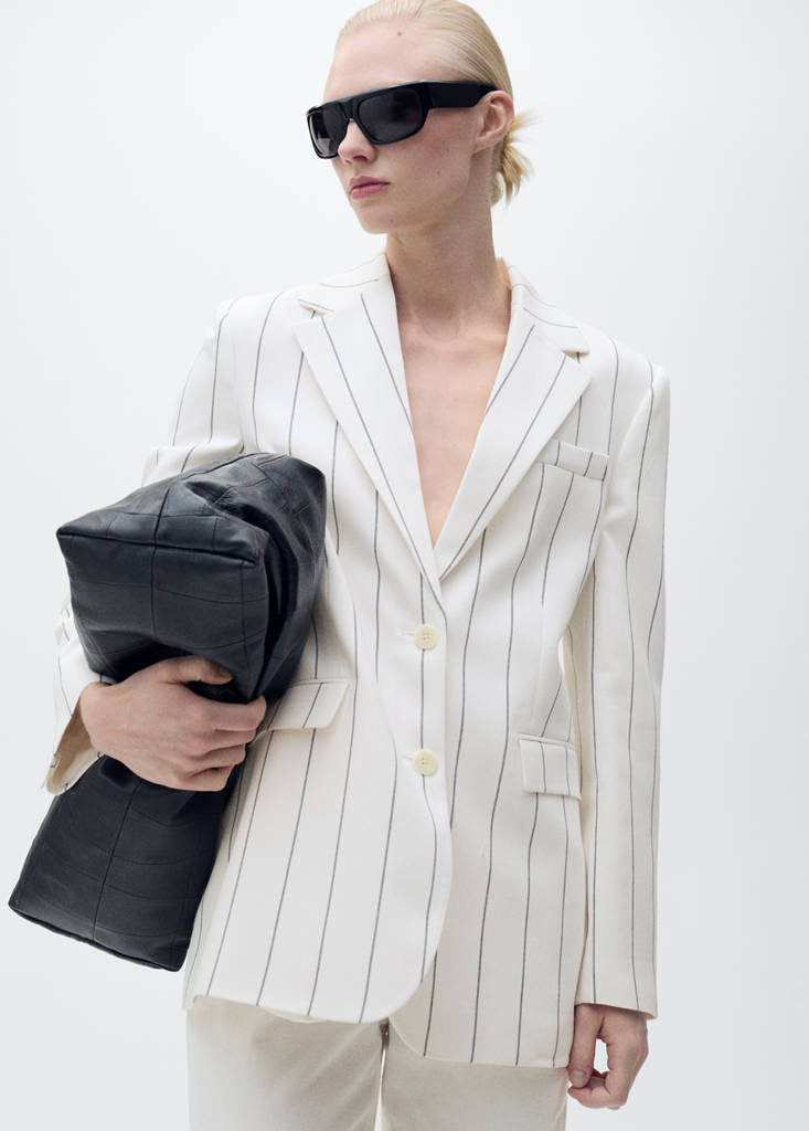Pinstripe suit jacket — White