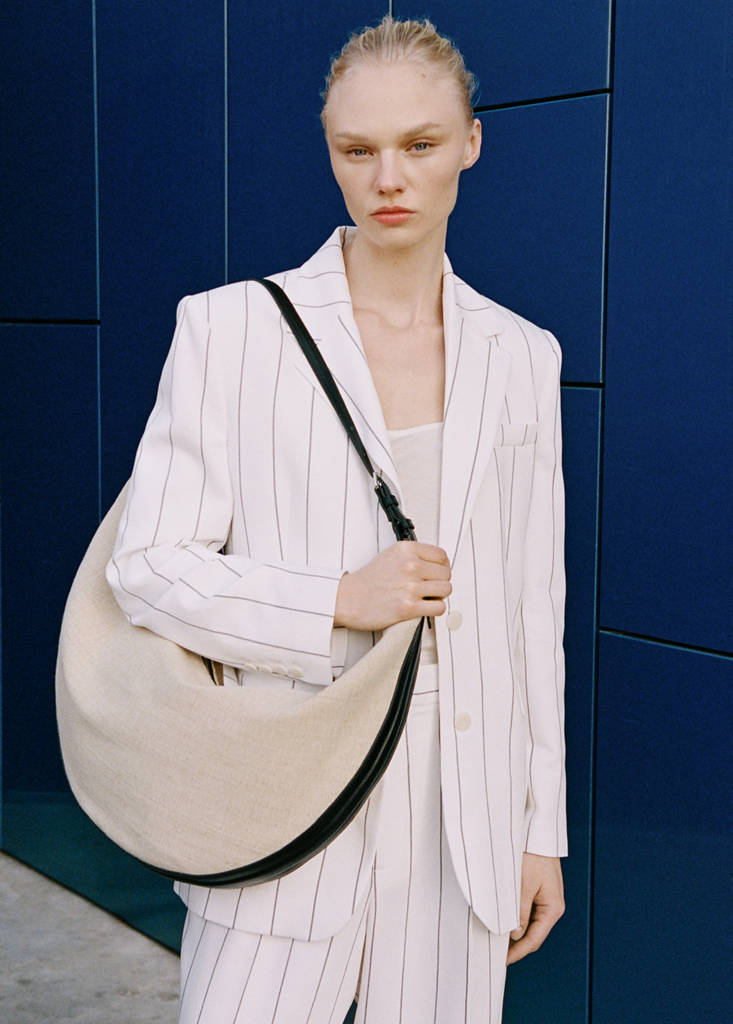 Pinstripe suit jacket — White