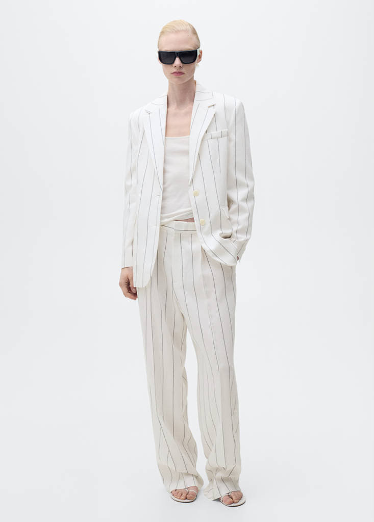 Pinstripe suit jacket — White