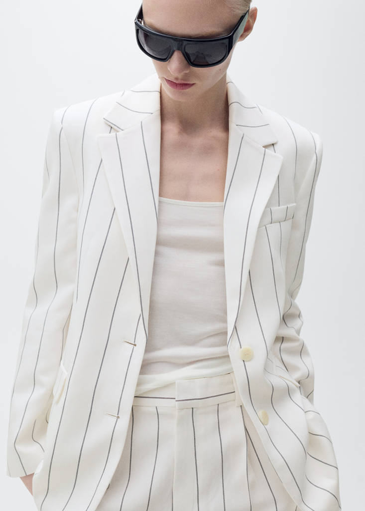 Pinstripe suit jacket — White