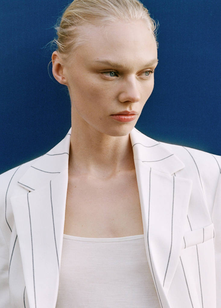 Pinstripe suit jacket — White