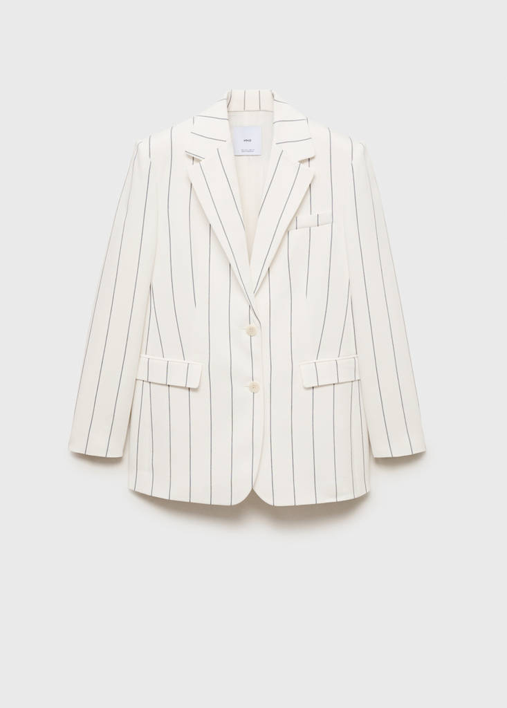 Pinstripe suit jacket — White