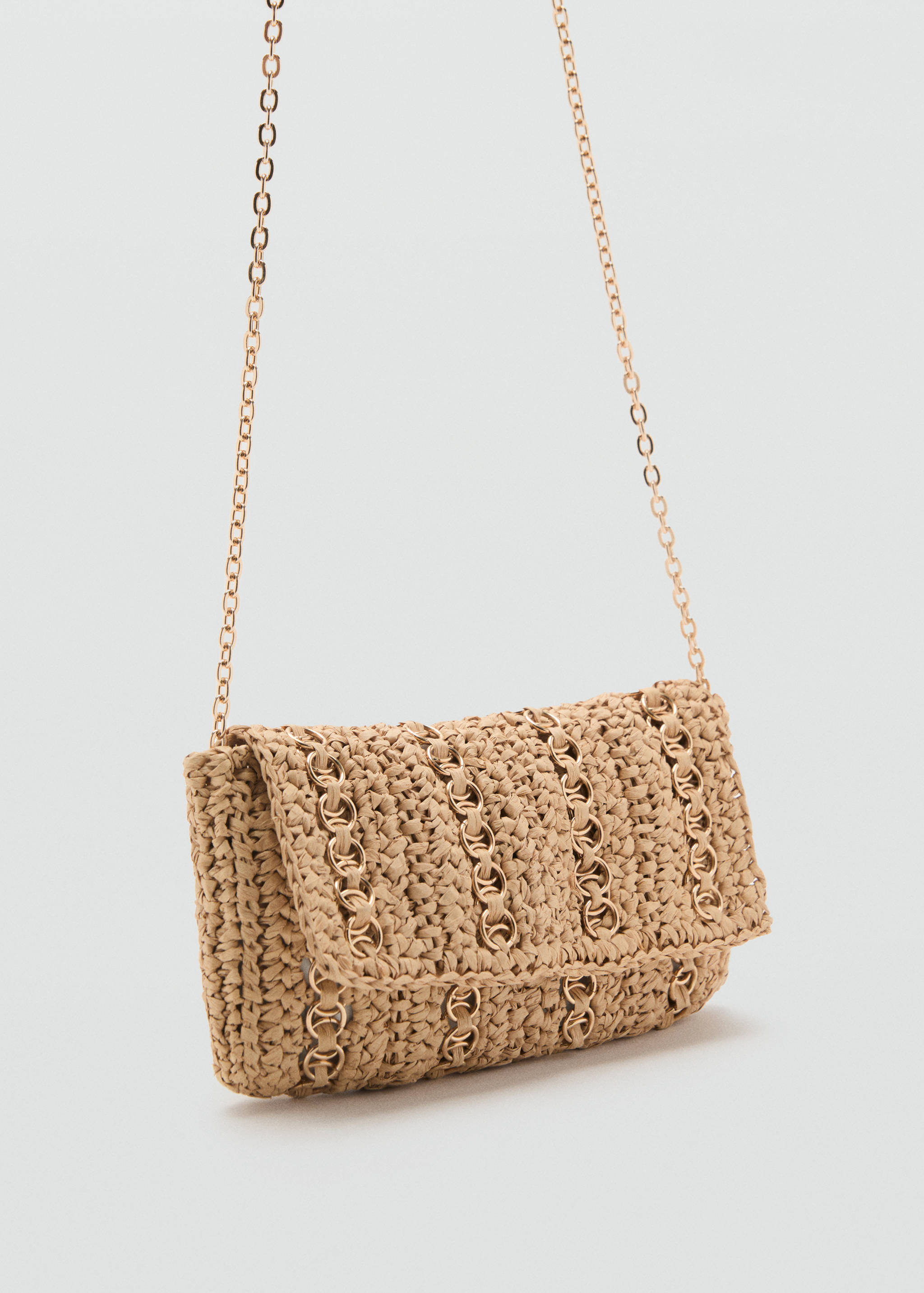 Natural fiber handbag with metal rings - Medium plane
