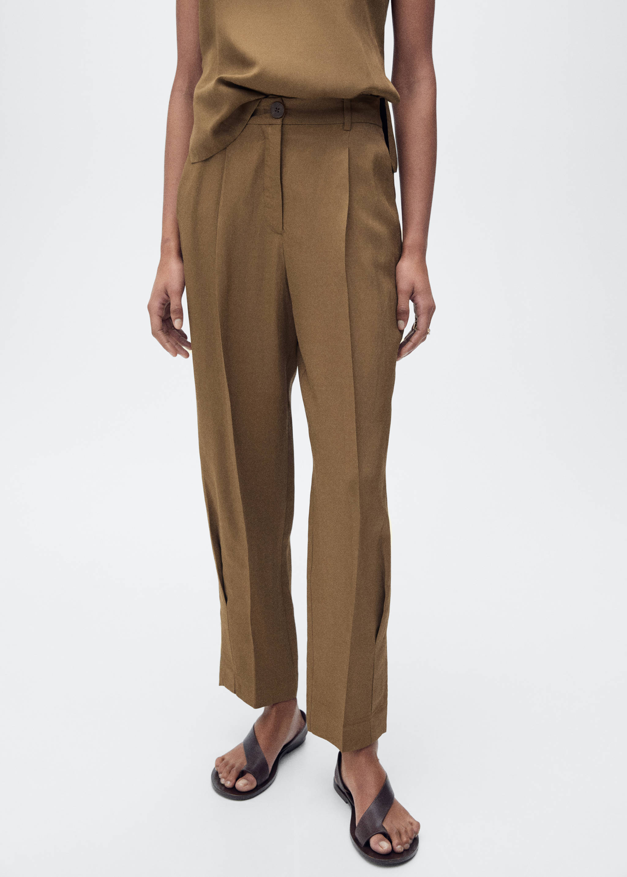 Linen-blend pleated pants - Medium plane