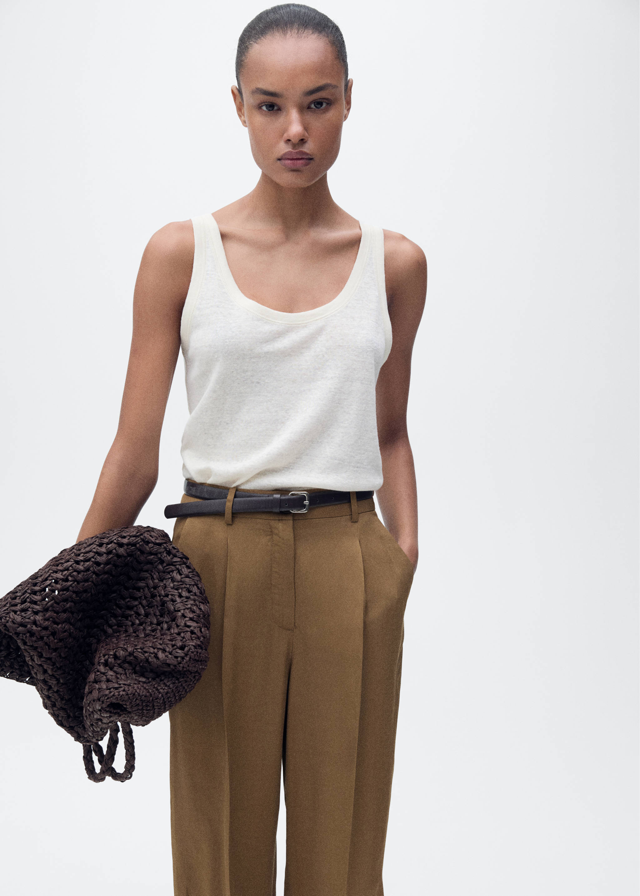 Linen-blend pleated pants - Details of the article 2