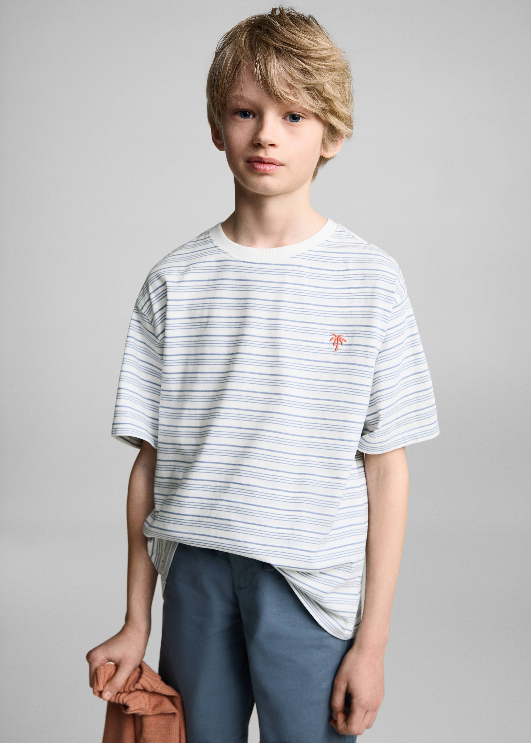 Striped t-shirt with embroidered detail - Medium plane