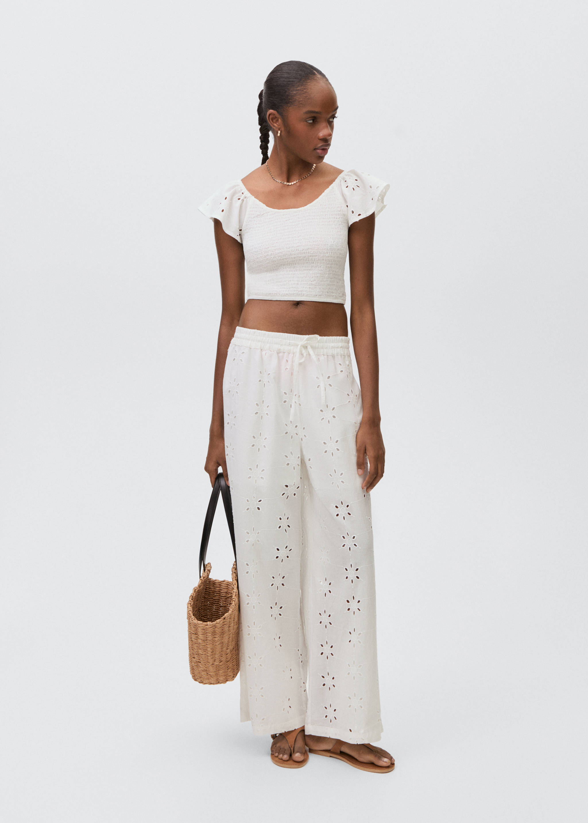 Embroidered straight-fit trousers - General plane