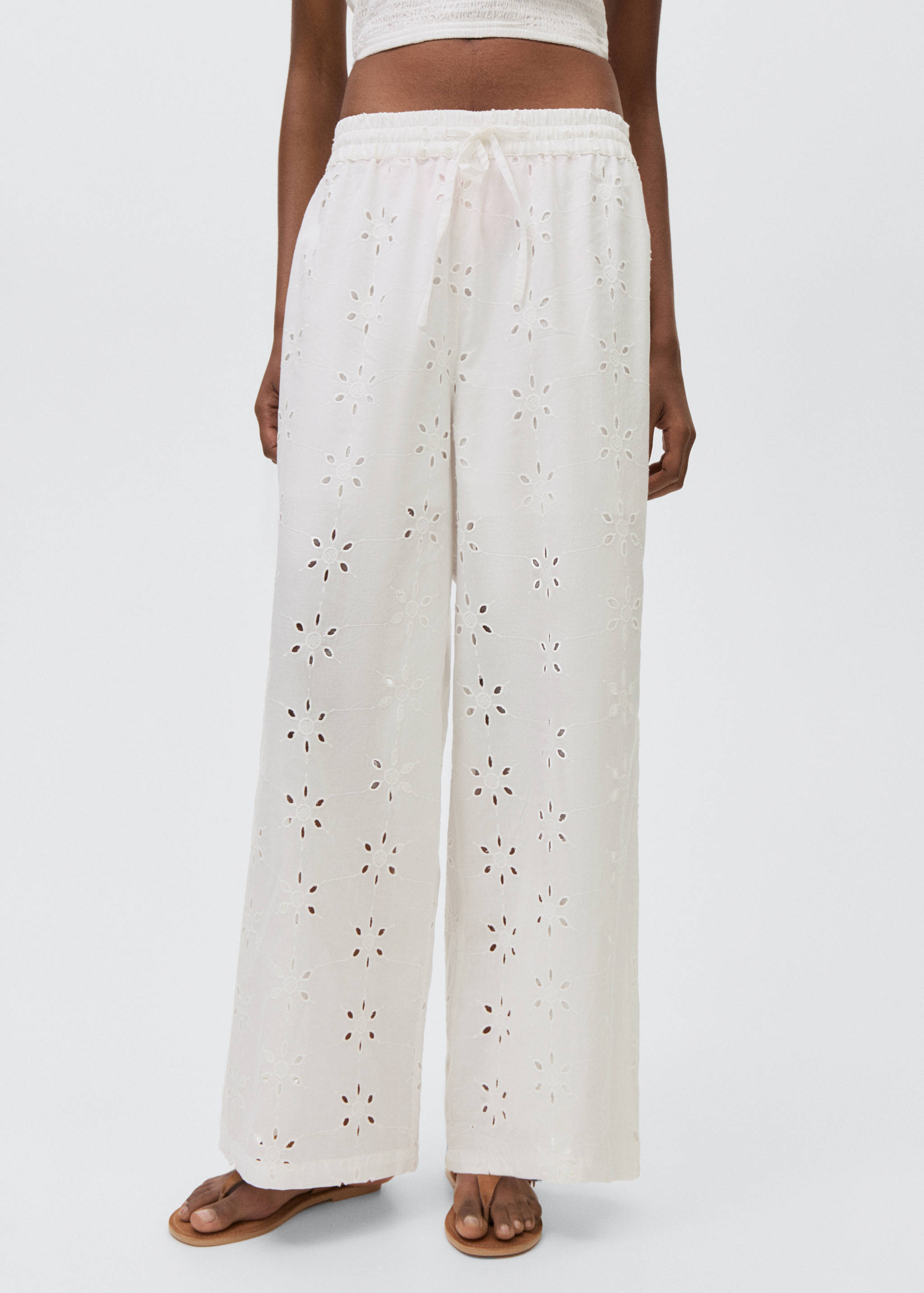 Embroidered straight-fit trousers - Details of the article 6