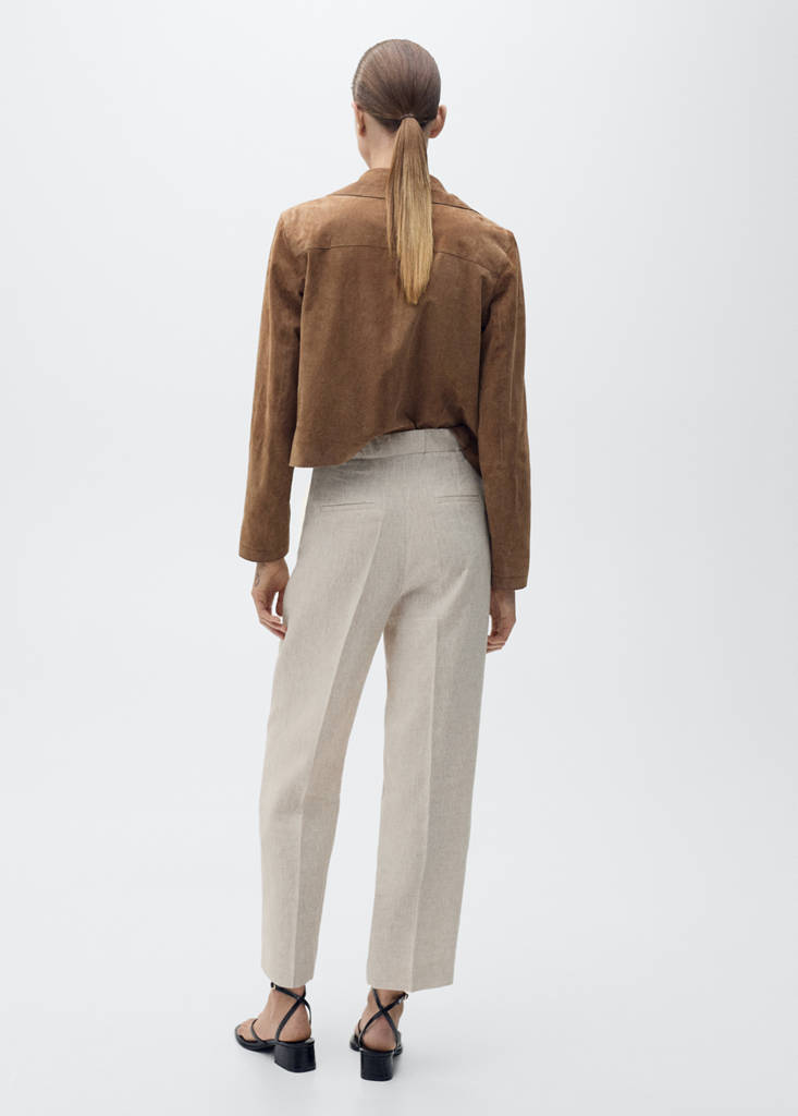 Pleated linen trousers — Beige
