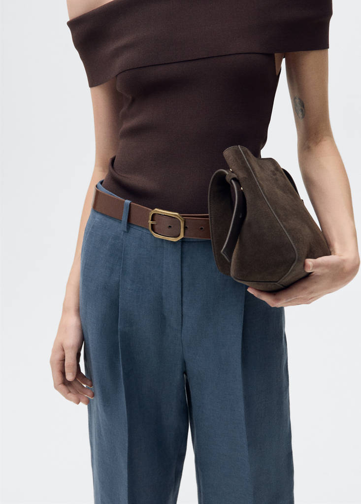 Pleated linen trousers — Blue