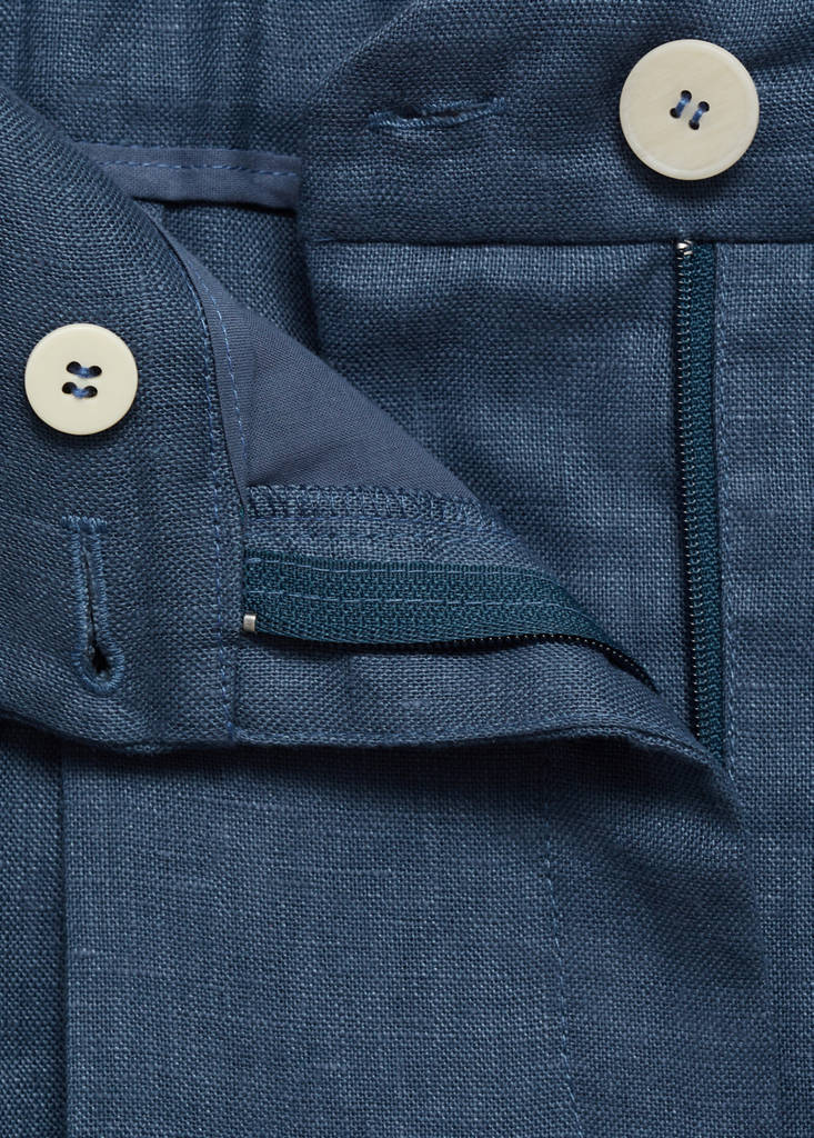 Pleated linen trousers — Blue