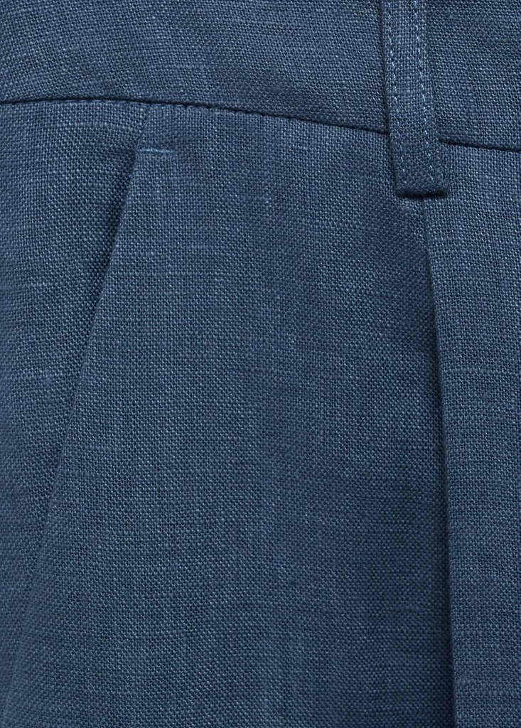 Pleated linen trousers — Blue