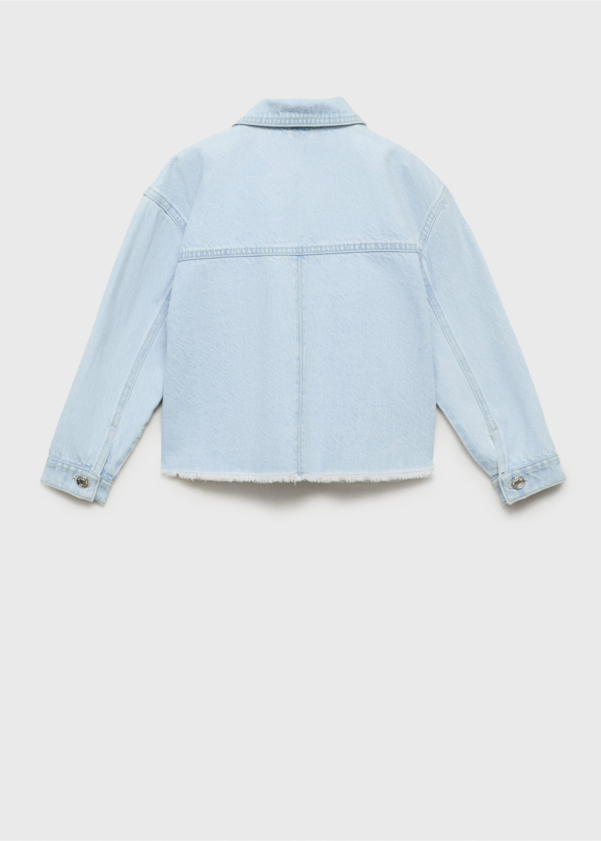 Denim jacket with frayed hem - Reverse of the article, Light Blue. Ref: 87047701-00.