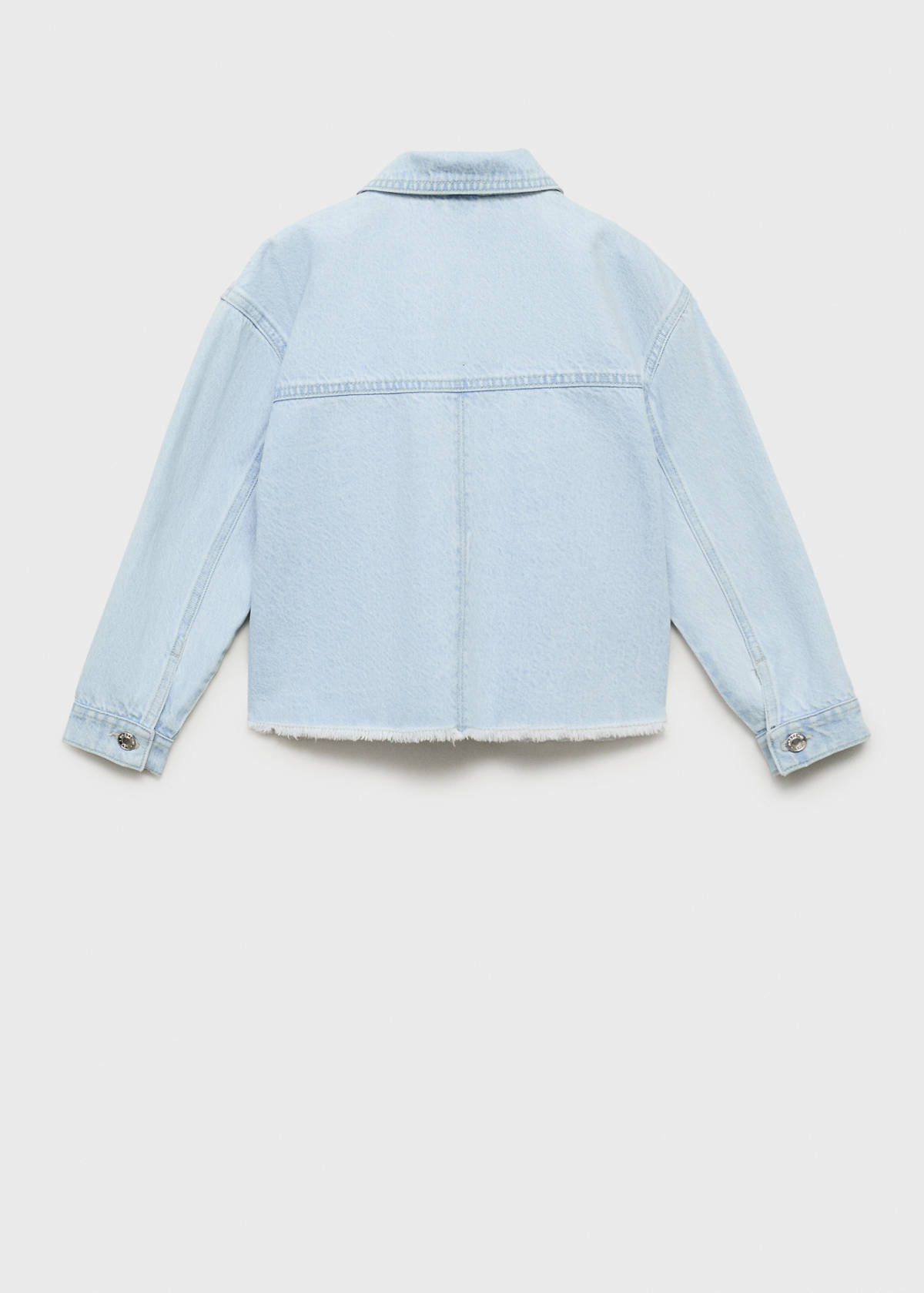 Denim jacket with frayed hem — Light Blue