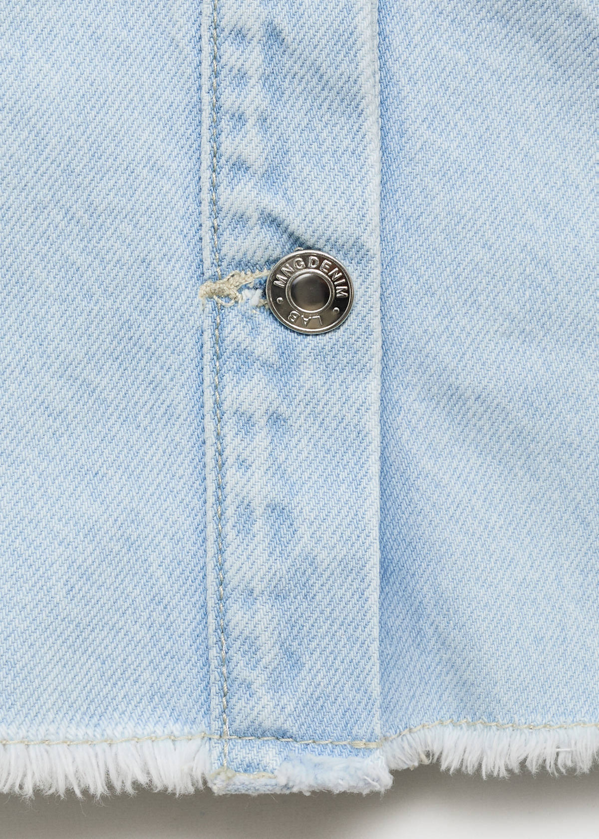 Denim jacket with frayed hem — Light Blue