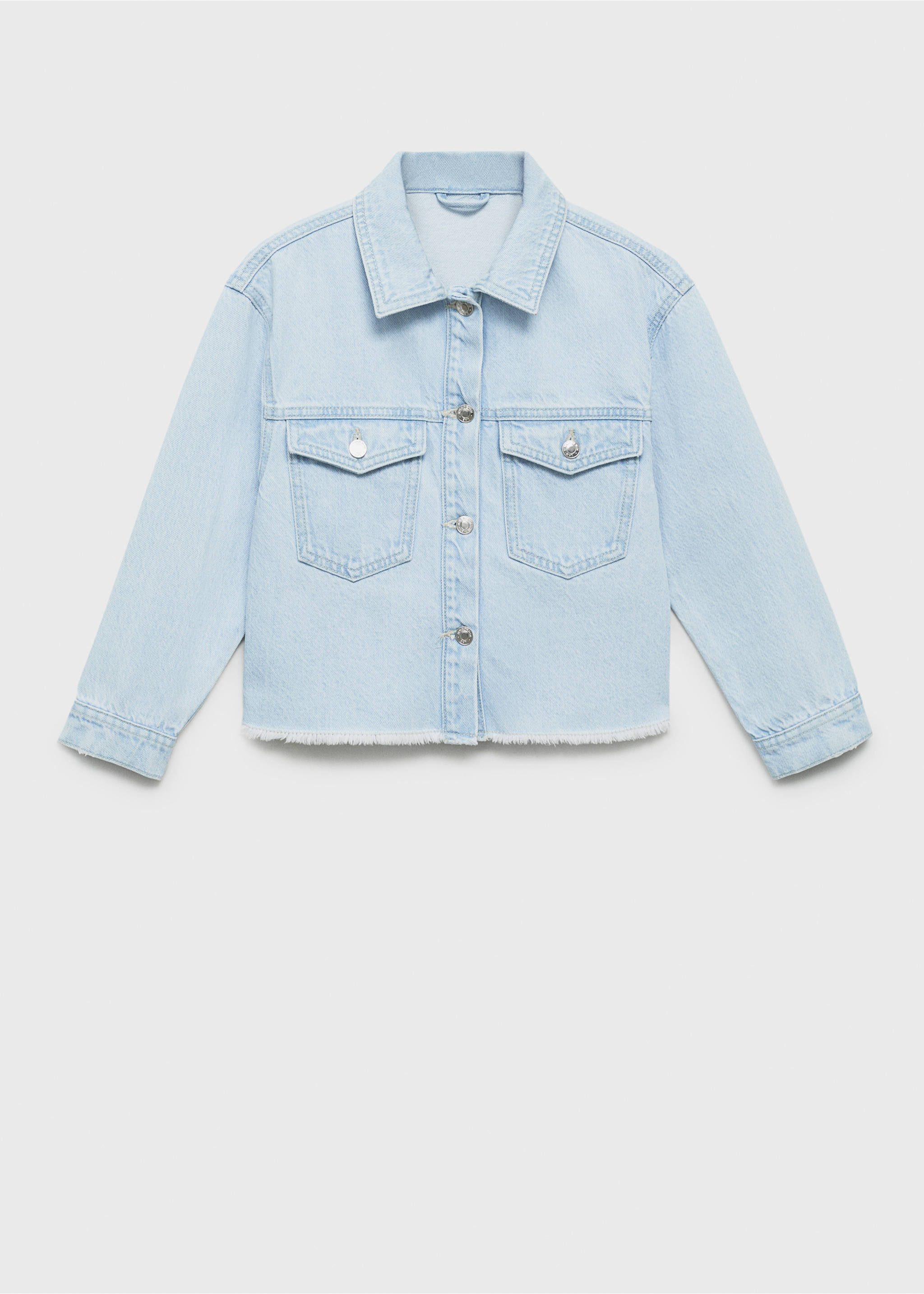Denim jacket with frayed hem - Article without model, Light Blue. Ref: 87047701-00.