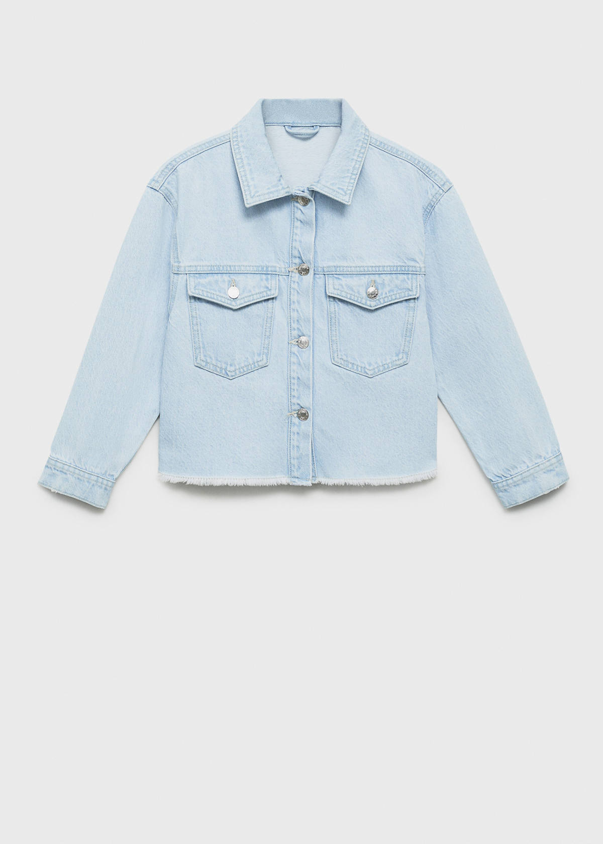 Denim jacket with frayed hem — Light Blue