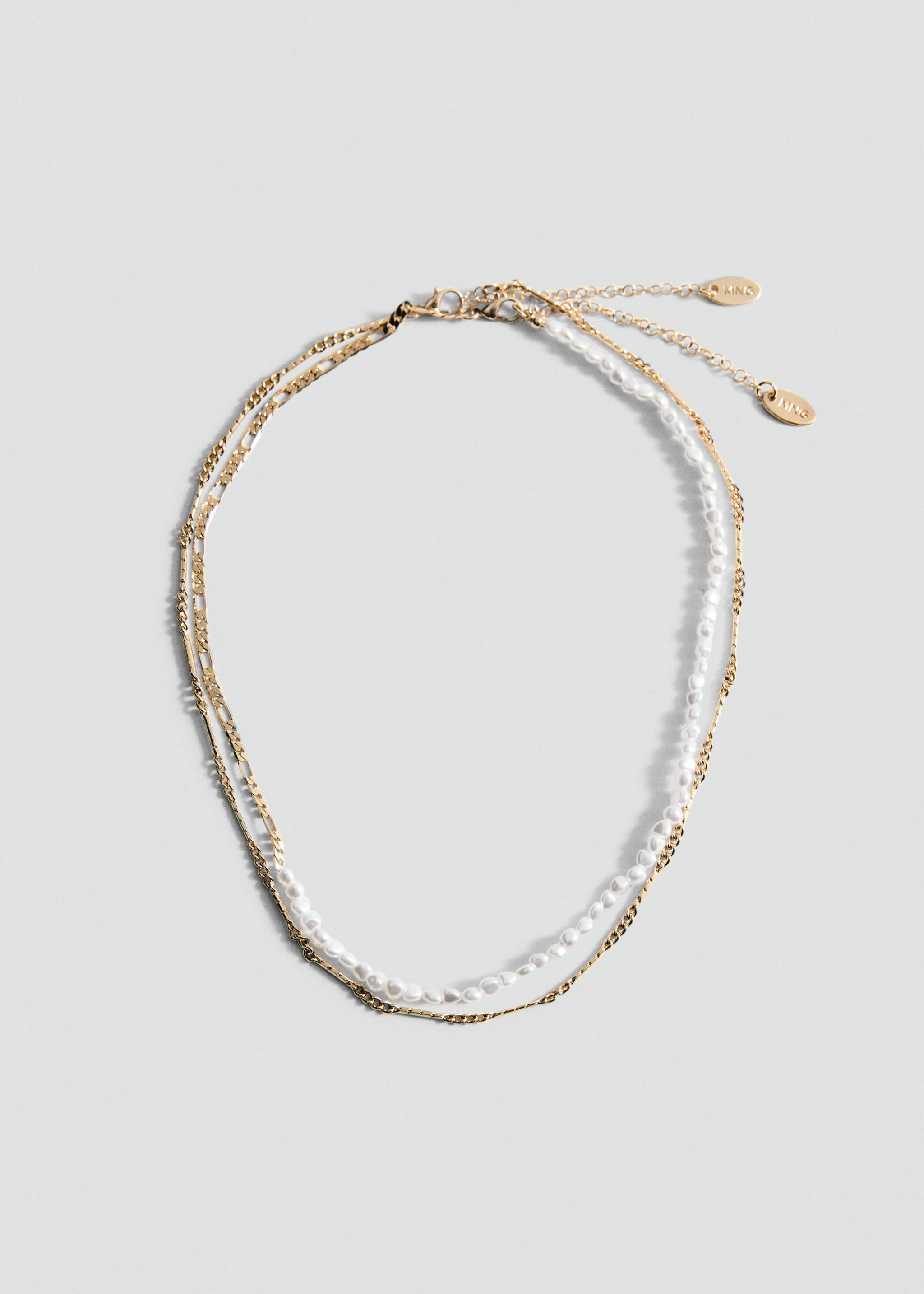Double pearl chain necklace - Article without model