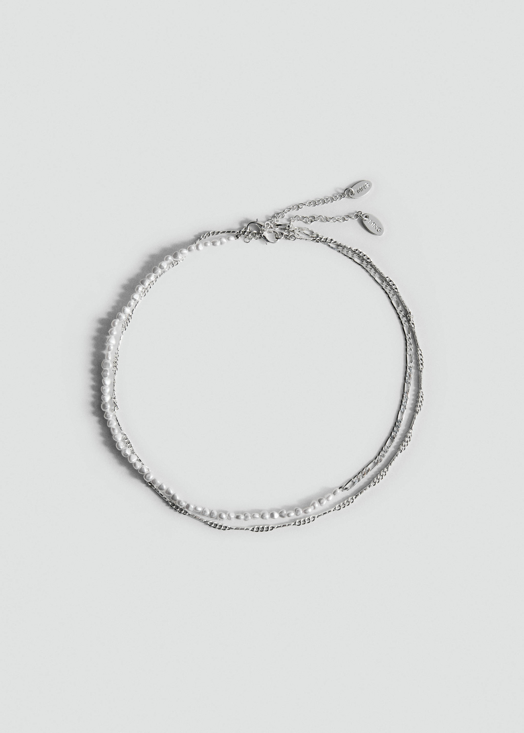 Double pearl chain necklace - Article without model
