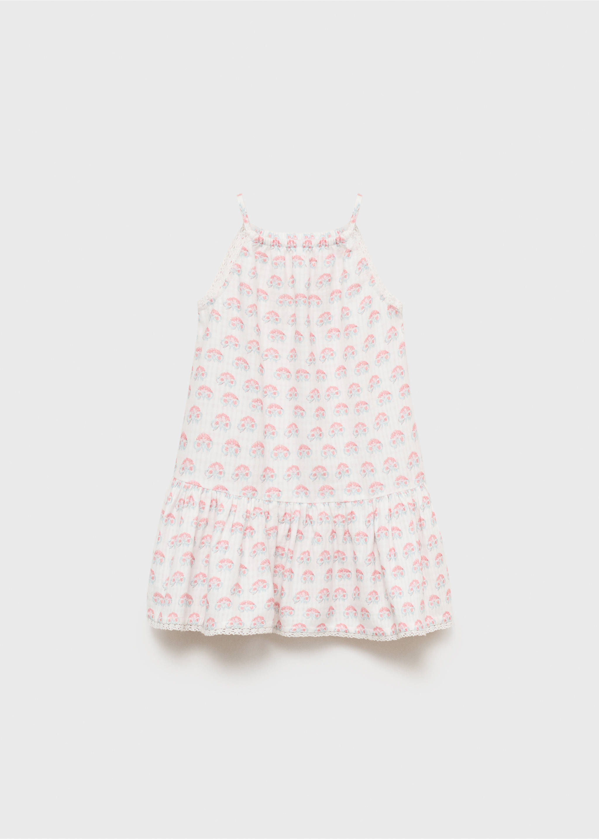 Floral embroidered dress with straps - Article without model, White. Ref: 87047709-00.