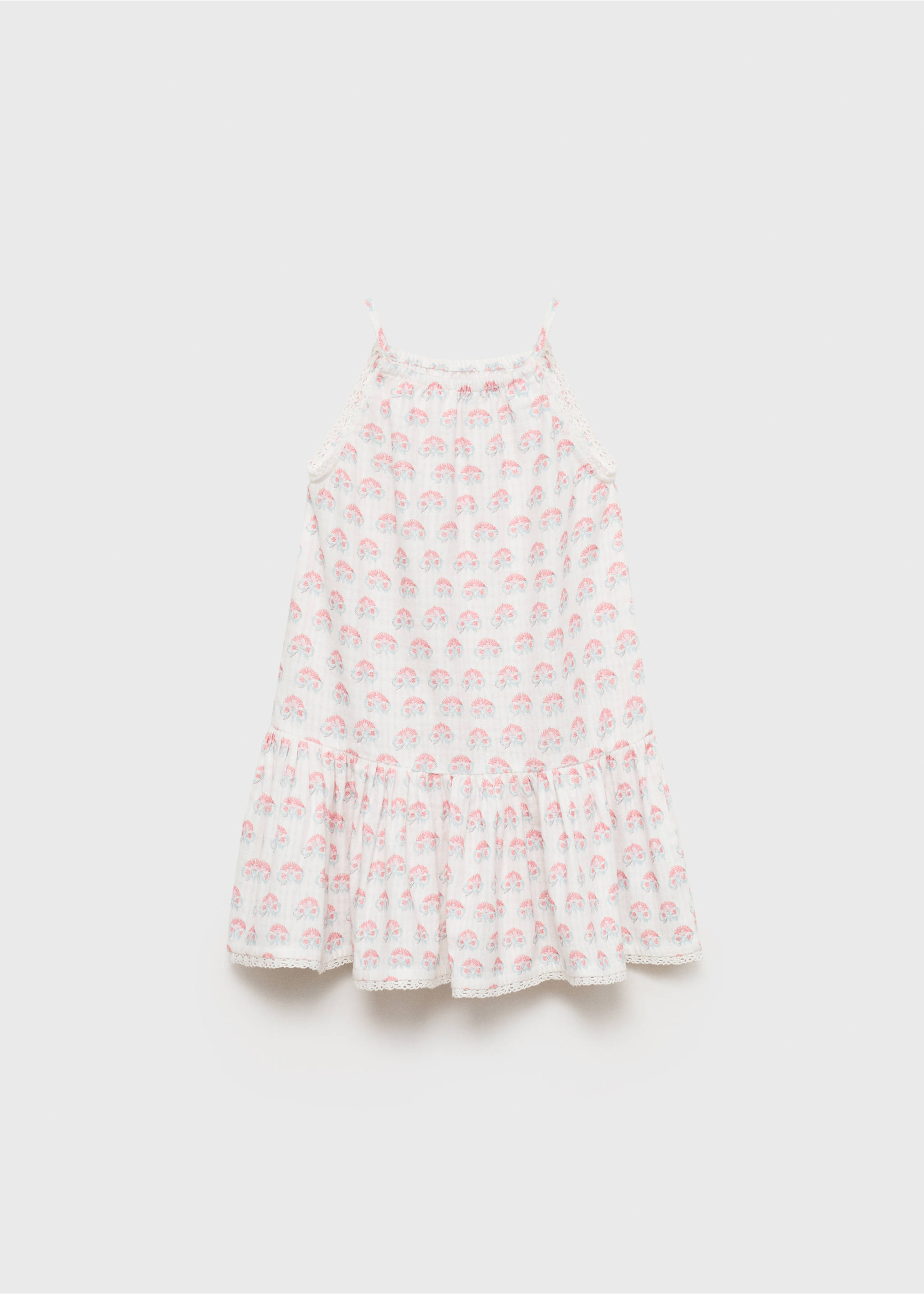 Floral embroidered dress with straps - Reverse of the article, White. Ref: 87047709-00.