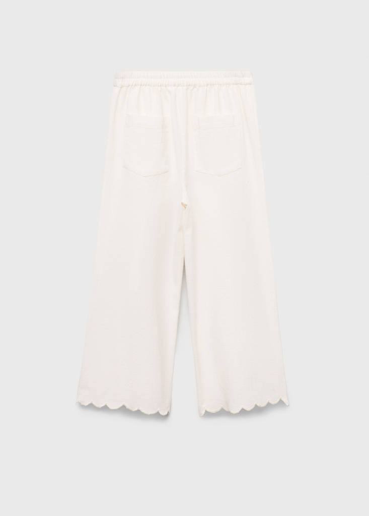 Swiss-embroidered trousers — Ecru
