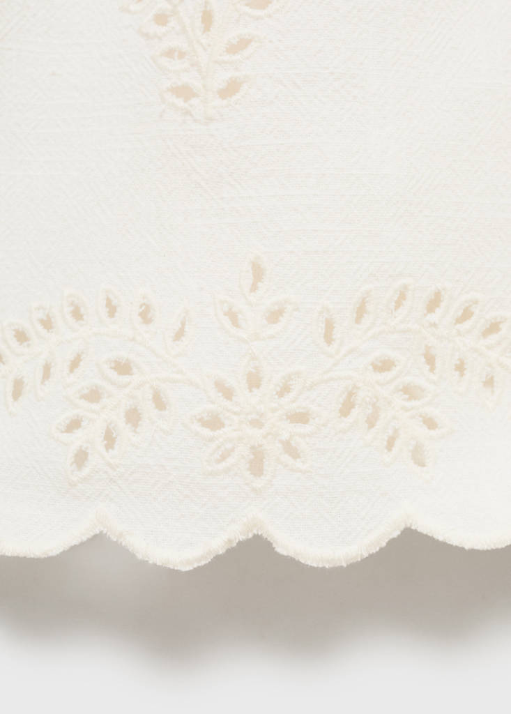 Swiss-embroidered trousers — Ecru