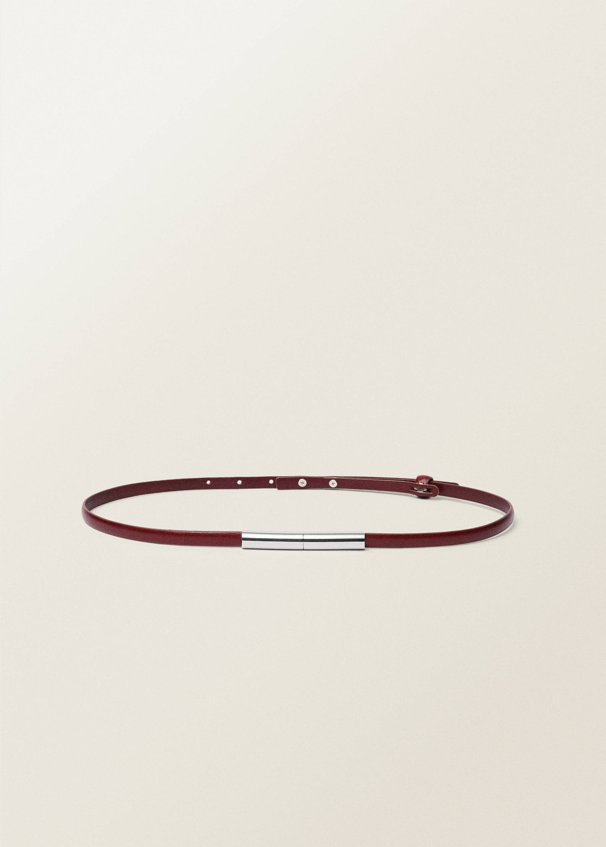 Thin leather belt with metal piece - Article without model