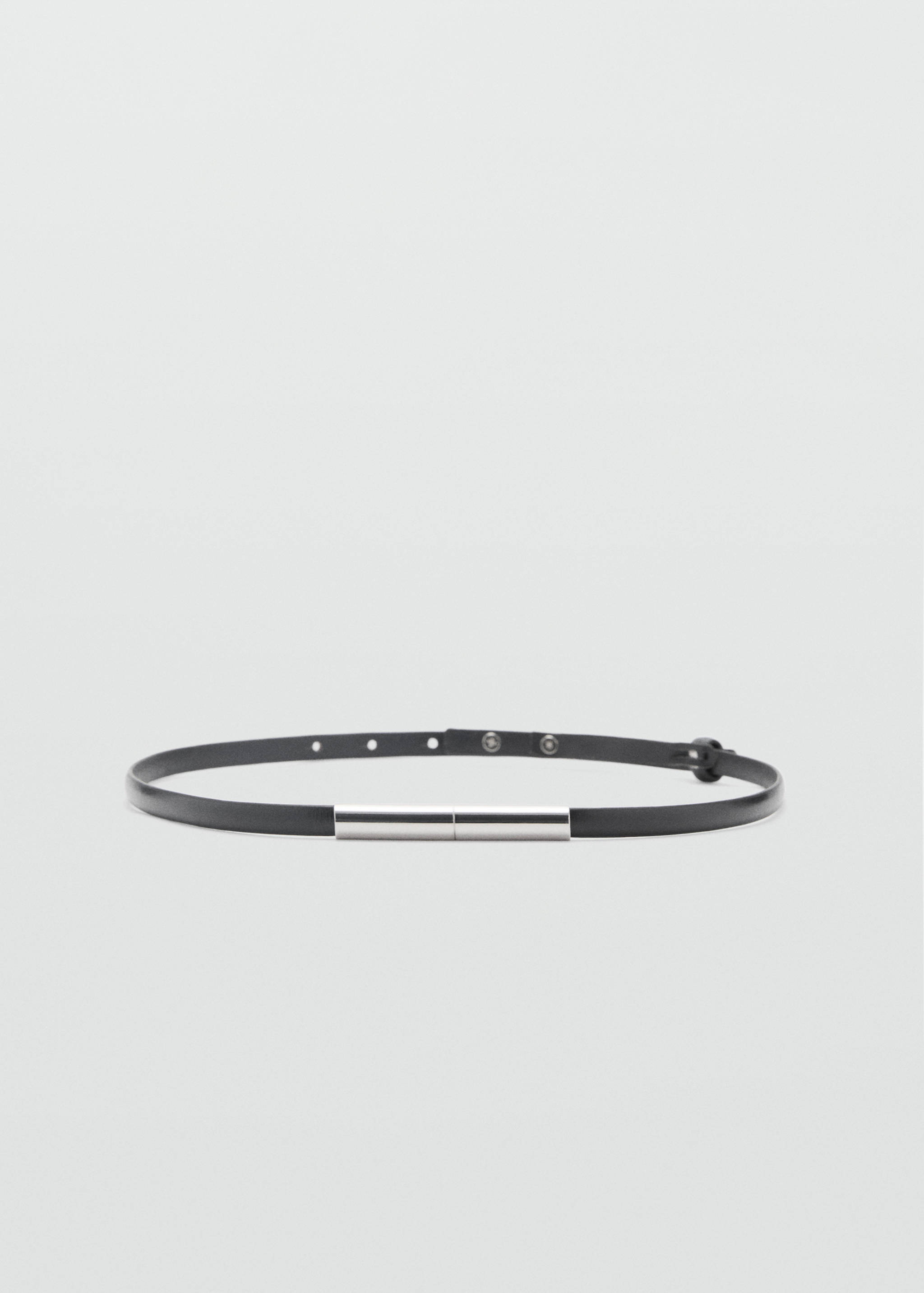 Thin leather belt with metal piece - Article without model